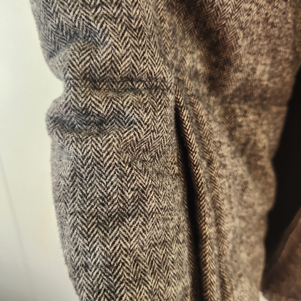 Old Navy Womens Gray Herringbone Full Zip Fleece Puffer Vest Wool Blend Sz Med - Picture 11 of 16
